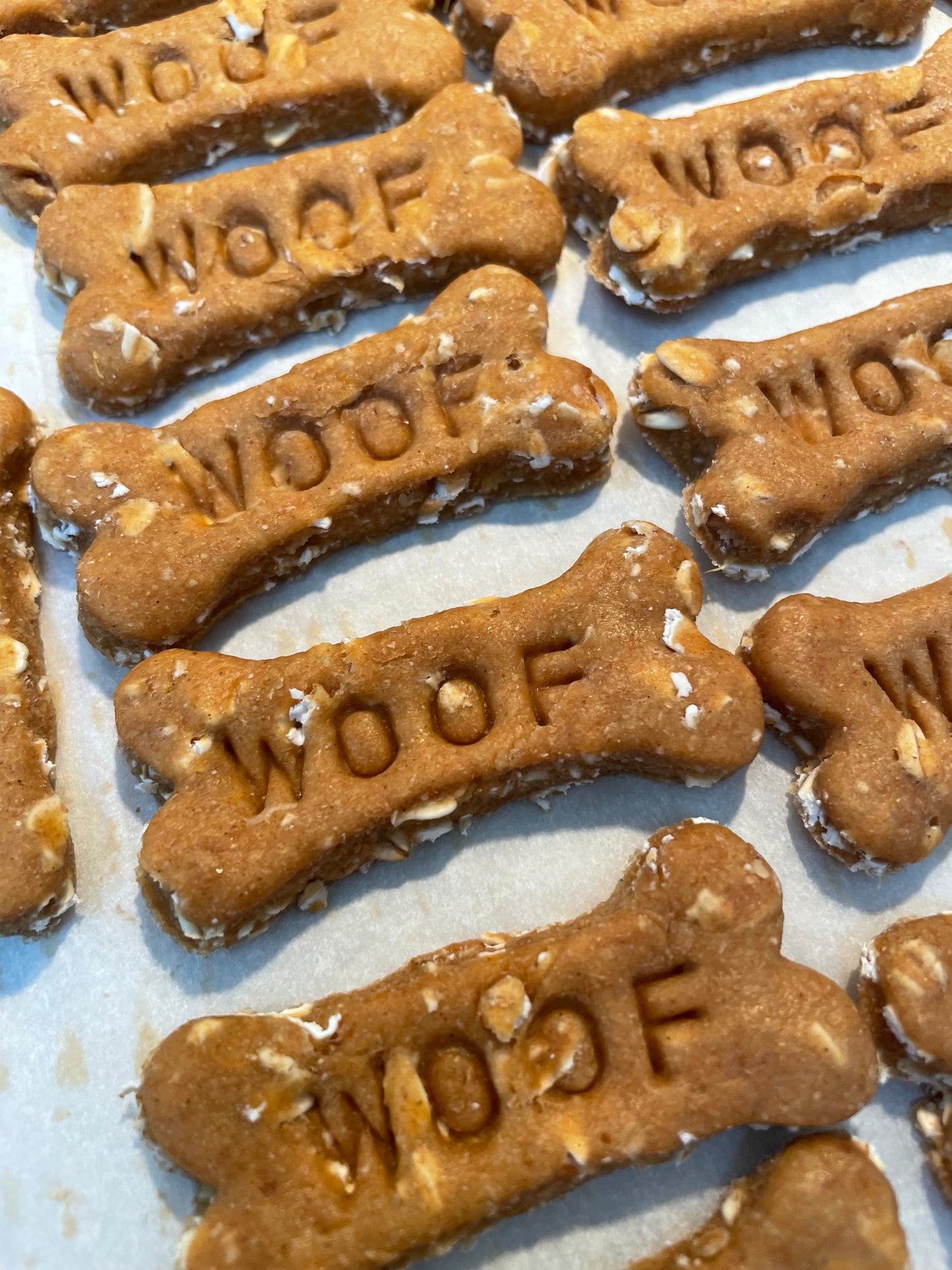 "WOOF" Stamped Sweet Potato Oat Dog Biscuit